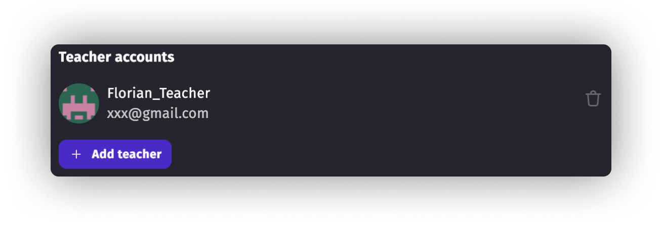 Zoom on the "Add teacher" feature